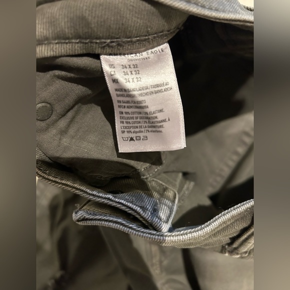 Mens American eagle grey/hint of dark green skinny ripped jeans size 34x32 - Picture 7 of 11